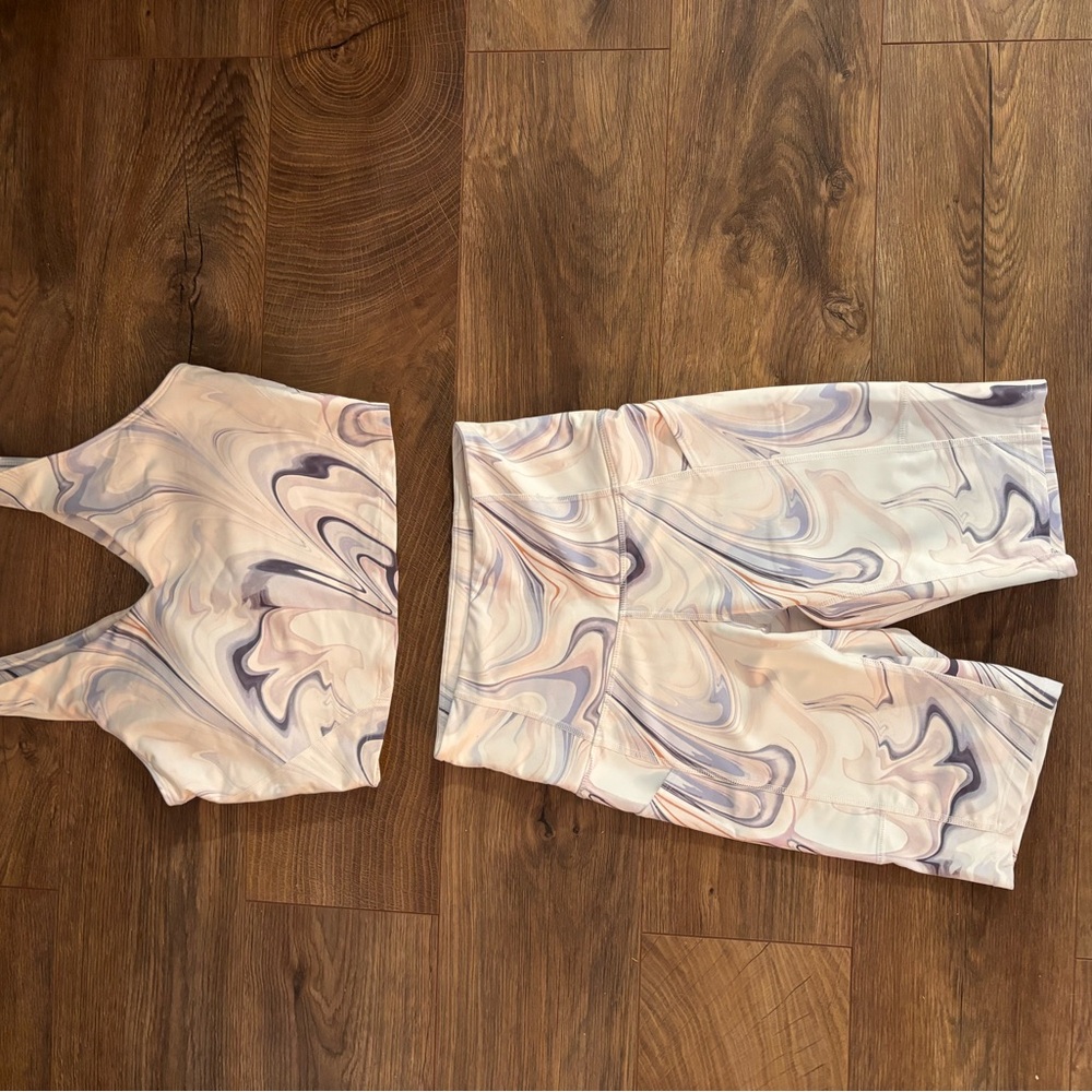 RW&CO. Purple and White Matching Workout Set